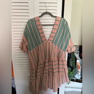 Free people striped tunic coverup ruffle dress